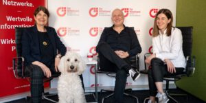 Conny Gärtner, BVMW mit Mario Fränk und Ioanna Kafterani von Brainymotion GmbH, zu: Chancen nutzen durch das Qualifizierungschancengesetz, Foto: Andreas Wetzel
